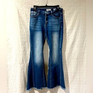 KANCAN Signature Women’s 28x32 Mid Rise Super Flare Kurvy Dark Wash Jeans